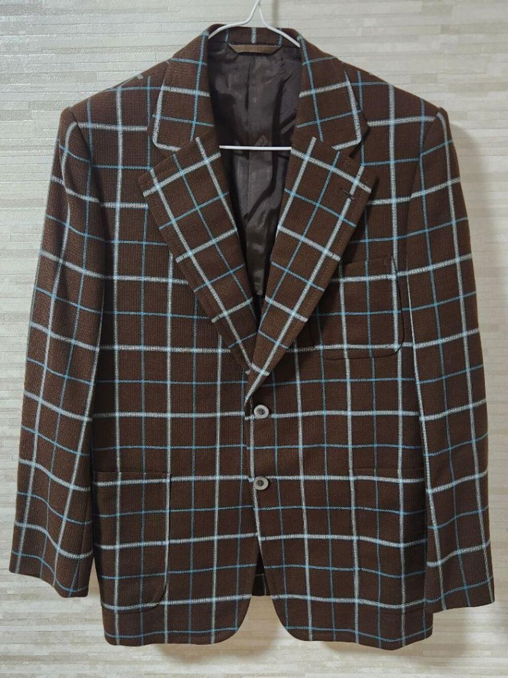 Tailo Jacket Windowpane Check Pattern Brown